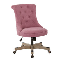 Chaise de bureau Hannah capitonnée, Orchidée-Chaise de bureau élégante à dossier touffeté, jolie base en bois, hauteur réglable et assemblage facile
