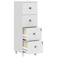 HOMCOM - Armoire de classement latérale à 4 tiroirs pour dossiers lettre/A4 avec serrure - blanc-4 tiroirs peuvent accueillir des dossiers au format A4 et lettre 
