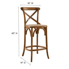 Modway - Gear Tabouret de comptoir - Noyer-Construction en bois d’orme