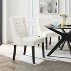 Modway - Baronet Performance Velvet Chaises de salle à manger Ensemble de 2 - Blanc-Rembourrage en mousse dense pour le confort