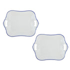 Casa Domani - Plateau Rectangulaire Café Bleu 32x33cm - Lot de 2-Fait de porcelaine