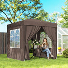 Outsunny - Tente auvent pliante 6.6 pi l x 6.6 pi L pour extérieur - jardin - patio - Café-Structure en acier avec revêtement en poudre finition blanche pour garantir une utilisation durable