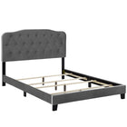 Modway - Amelia Performance Velvet Lit Queen, Gris-Cadre de lit moderne avec tête de lit