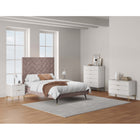 Manhattan Comfort - Dumbo table de chevet moderne, commode et commode haute 5 tiroirs - blanc - ensemble de 3-Comprend 9 tiroirs à extension totale conçus avec des lignes verticales texturées en relief