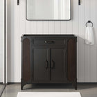 Modway - Steamforge 36" Armoire de toilette de salle de bain (lavabo non inclus) - Noyer noir-Étagère avec découpe de plomberie