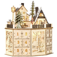 HOMCOM - Calendrier de l'Avent de Noël - Table Lumineuse Décoration de Noël-Conception 2 en 1, calendrier de l'avent de Noël et décoration de Noël  