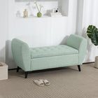 HOMCOM - Banc de rangement rembourré avec accoudoirs - vert-Le tissu respirant et les accoudoirs rembourrés offrent du confort 