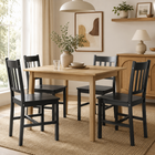 HOMCOM - Chaises de cuisine avec dossier à lattes en pin et structure en bois - noir - paquet de 2-Design rustique et de style ferme 
