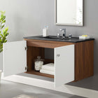Modway - Transmit 36" Vanité de salle de bain murale - Noir noyer-Bassin d’évier en céramique