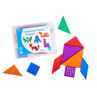 edxeducation - Tangrams tactiles translucides - Ensemble de 35-35 PIECES - Cet ensemble de 35 tangrams épais et translucides présente 7 surfaces texturées pour une tactilité accrue. Explorez les formes de tangram standard avec un élément sensoriel supplémentaire