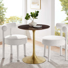 Modway - Lippa Rond de 28 po Bois Table à manger, Noyer cerise doré-Socle métallique résistant aux éclats