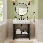 Modway - Gridiron 30" Vanette de salle de bain - Blanc Noir-Trous de robinet centraux 8"
