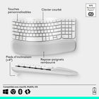 Logitech - Wave Keys clavier ergonomique sans fil, repose-poignets rembourré - Blanc-Connexion via Bluetooth ou récepteur Logi Bolt: avec Easy-Switch, basculez de l'ordinateur à la tablette et au téléphone (compatible avec Windows/macOS/iPadOS/ChromeOS), jusqu'à 3 ans d’autonomie