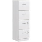 HOMCOM - Armoire de classement verticale à 4 tiroirs verrouillable - blanc-4 tiroirs pour dossiers avec barres de suspension réglables pour dossiers A4 et lettre 