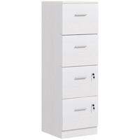 HOMCOM - Armoire de classement verticale à 4 tiroirs verrouillable - blanc-4 tiroirs pour dossiers avec barres de suspension réglables pour dossiers A4 et lettre 