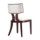 Manhattan Comfort - Lot de 2 chaises de salle à manger traditionnelles Pulitzer 46 cm, revêtement similicuir blanc perle et noyer-Capacité de poids : 159 kg Hauteur d’assise : 46 cm