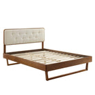 Modway - Bridgette Bois Lit à plateforme queen avec cadre angulaire, Noyer beige-Cadre de lit plateforme Queen