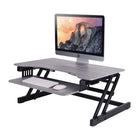 Rocelco - Élévateur de bureau à hauteur réglable assis-debout de 32 po ADR avec poignées faciles à soulever - Gris-L'élégante finition en métal noir et les étagères en bois noir complètent tout décor de bureau