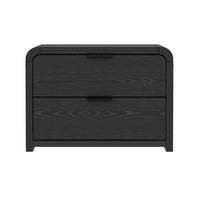 Manhattan Comfort - Table de nuit moderne Grace 28" à 2 tiroirs - Noir-Table de nuit aux lignes épurées fabriquée en bois manufacturé pour un look de chambre moderne et chaleureux