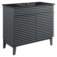 Modway - Render 36" Vanette de salle de bain - Gris Noir-Vanité moderne du milieu du siècle