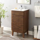 Modway - Render 18" Armoire à coiffeuse de salle de bain - Blanc noyer-Étagère de rangement réglable