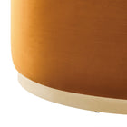 Modway - Tilden Gros velours rond de performance de 38" Rembourré Ottoman - Rouille naturelle-Arrivée entièrement assemblée