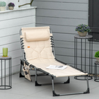 Outsunny - Chaise longue d’extérieur - chaise longue pliante - beige-Les pieds en plastique PP sont résistants aux intempéries et robustes