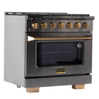 Kucht - 36 po Série KEG style professionnel au gaz, prête pour le propane - Gemstone-Sa structure intégrale en acier inoxydable titane et sa poignée professionnelle dorée rehaussent votre expérience culinaire