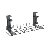 ShoppingAll - Plateau de rangement de câbles sous le bureau avec 10 attaches de câbles - Noir-INSTALLATION SIMPLE: Ce plateau de gestion des câbles sous bureau ne nécessite aucun perçage ni outil pour son installation et se fixe facilement sur toute surface de bureau jusqu’à 3,5 cm d’épaisseur.