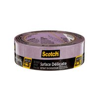 Scotch - Ruban pour peintres pour surfaces délicates - 1,41 po x 60 v - Paquet de 4-Nombre de jours pour un retrait propre : Retrait propre en intérieur 60 jours après l’application sans causer de dommages ni laisser de résidu collant. Non conçu pour une utilisation à l’extérieur