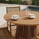 Modway - Lane Rond de 39 pouces Terrasse extérieure Bois de teck Table à manger - Naturel-Grains de bois naturels