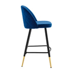 Modway - Cordial Performance Velvet Tabourets de comptoir - Marine - Ensemble de 2-Assemblée requise
