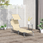 Outsunny - Chaise longue d’extérieur - chaise longue pliante réglable - beige-Le tissu en maille respirante vous garde au frais et bien aéré
