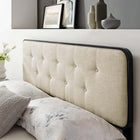 Modway - Collins Touffe Tissu et bois Tête de lit King, Noir beige-Options de cadre de lit interchangeables