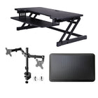 Rocelco - Deluxe Ensemble de bien-être de rehausseur de bureau à hauteur réglable avec support pour tapis et double moniteur-Conception de réglage de la hauteur rapide, facile et stable: cadre en métal robuste avec poignée latérale facile à saisir et assistance à piston à gaz, peut monter et descendre jusqu'à 35 livres avec un réglage en hauteur continu de 5 "à 17" au-dessus du bureau pour optimiser la position de travail ergonomique pour les personnes de la plupart des hauteurs