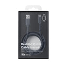 Basic Tech - Câble USB-C Tressé de 6 pi - Charbon-6 pieds de longueur