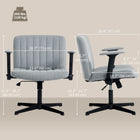 HOMCOM - Fauteuil de bureau large avec accoudoirs et base croisée - sans roulettes - gris-Siège pivotant pour plus de mobilité 