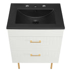 Modway - Daybreak 24" Vanette de salle de bain - Blanc Noir-VANITÉ DURABLE - Cette vanité est fabriquée en caoutchouc, MDF et particules avec une finition mate, et comprend un évier en céramique avec un comptoir intégré et des trous de robinet centraux de 8"