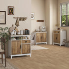 HOMCOM - Armoire de rangement style ferme 30,9 po L - chêne-Structure en panneau de particules solide pour une excellente stabilité 