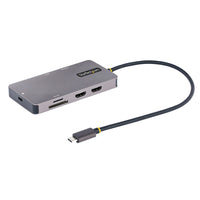 Startech - Adaptateur multiport USB-C - Vidéo HDMI double - 4K 60Hz - 2Pt 5Gbps hub USB-A - Passe de puissance 100W-Adaptateur multiport 8-en-1 : La station d’accueil USB-C propose le mode DP 1.4 Alt avec DSC et MST, supportant jusqu’à deux HDR HDMI 2.0b 4K 60Hz (4K 30Hz avec DP1.2). hub USB-A 3.2/3.1 Gen1 5Gbps à 2 ports. 1x BC 1.2/7.5W Charge rapide; Passthrough PD 100W, lecteur SD/MicroSD, GbE