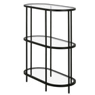 Hudson&Canal - Bibliothèque ovale Leif de 76 cm de large - Bronze noirci-Comprend un plateau et des étagères en verre trempé