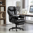 HOMCOM - Chaise de bureau grande taille à haut dossier avec repose-pieds - noir-Dossier inclinable à 140 degrés et repose-pieds