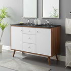 Modway - Transmit Double évier 48" Vanette de salle de bain - Noir noyer-Pattes en bois écartées