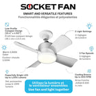 Bell+Howell - Ventilateur à douille de 15,7 po, lumière chaude avec télécommande - Blanc-Facile à utiliser avec télécommande