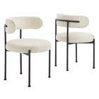 Modway - Albie Tissu Boucle Chaises de salle à manger Ensemble de 2 - Noir ivoire-Chaises de salle à manger modernes - Ensemble de 2