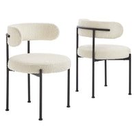 Modway - Albie Tissu Boucle Chaises de salle à manger Ensemble de 2 - Noir ivoire-Chaises de salle à manger modernes - Ensemble de 2