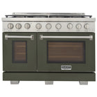 Kucht - 48 po Série KFX-X style professionnel au gaz naturel - Acier inoxydable/Vert olive-Nouveaux brûleurs true simmer pour une cuisson délicate à basse température