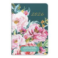 Orange Circle Studio - 2026 Agenda mensuel de poche - 4.5 po x 6.5 po - fines fleurs-Doté plages mensuelles et pages de notes