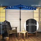 Outsunny - Parasol demi-patio avec lumières LED solaires et manivelle - 9 pi - bleu marine-Cette toile de parasol pivote à 30° à gauche et à droite pour offrir de l’ombre toute la journée