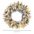 HOMCOM - Couronne de Noël illuminée de 24 po avec pommes de pin et baies-Convient pour accrocher à la porte, au mur, au porche, à la fenêtre, à la porte d'entrée et au-dessus de la cheminée 